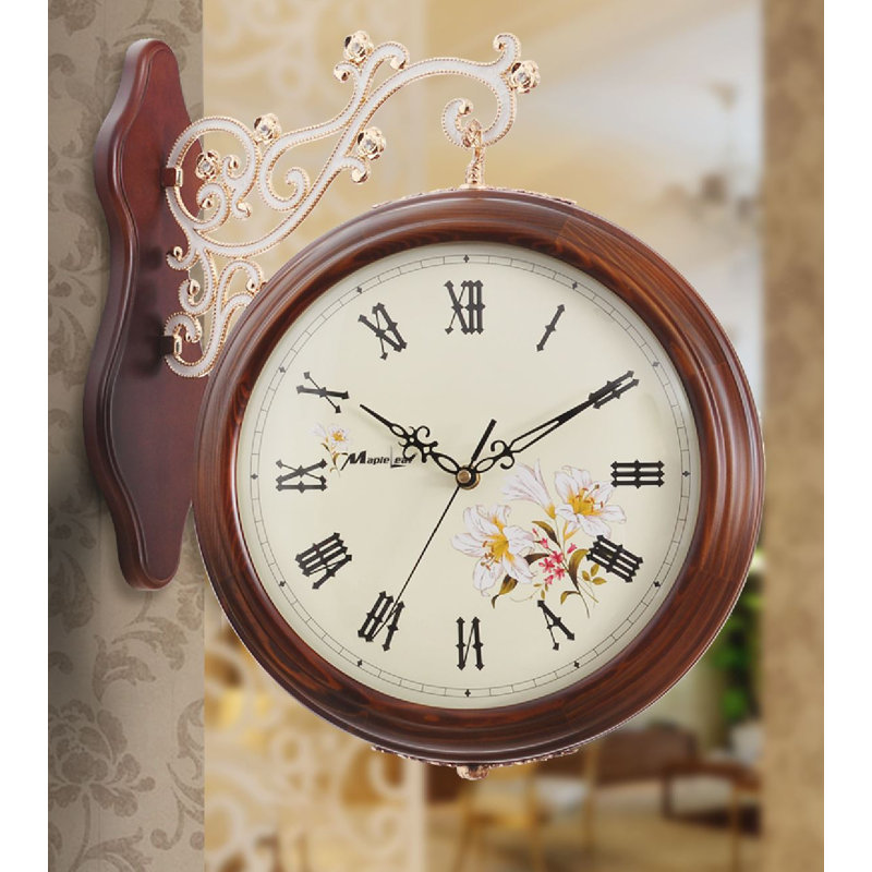 MapleLeafClocks Vintage Wood Double Sided Hanging Wall Clock Wayfair.ca